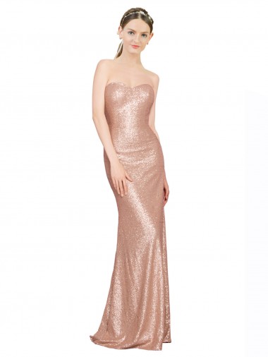 Shop Sweetheart Full Length Long Formal Sequin Bridesmaid Dress / Prom Dress