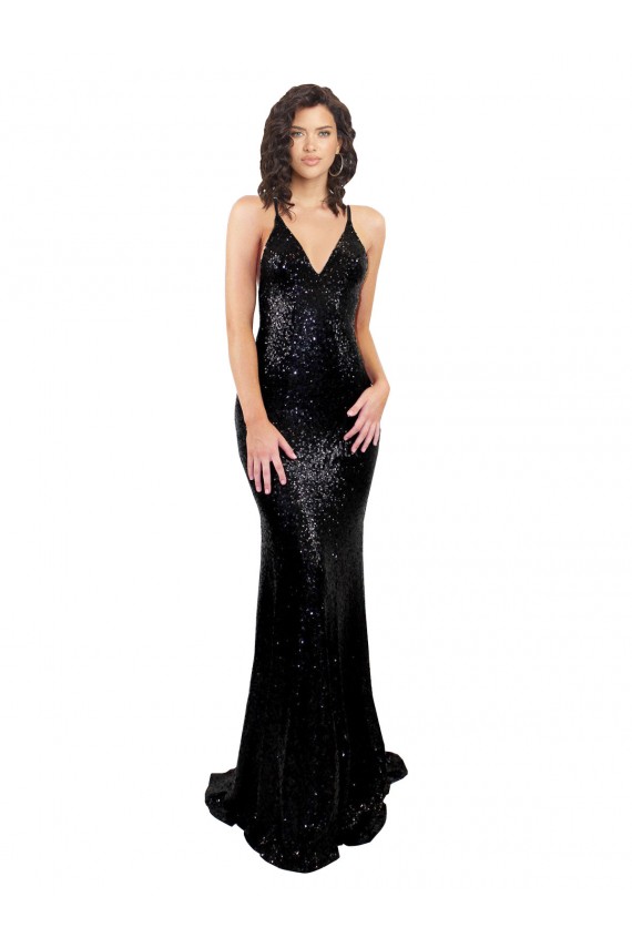 Shop Sleek Fishtail Shaped Open Back Formal Sequin Bridesmaid Dress / Prom Dress