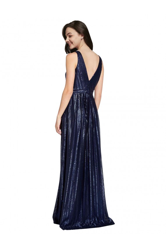 Shop Long V-Neck Sparking Formal Sequin Bridesmaid Dress / Prom Dress with Low V-Back