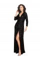 Shop Deep V-Neckline Full Back Long Sleeves Sparkling Formal Sequin Bridesmaid Dress / Prom Dress with High Slit
