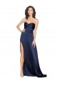 Shop Knotted Sweetheart Formal Silky Satin Bridesmaid Dress / Prom Dress with High Side Split