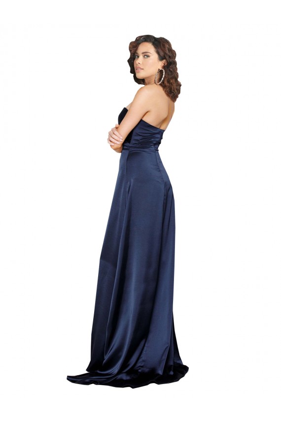 Shop Knotted Sweetheart Formal Silky Satin Bridesmaid Dress / Prom Dress with High Side Split