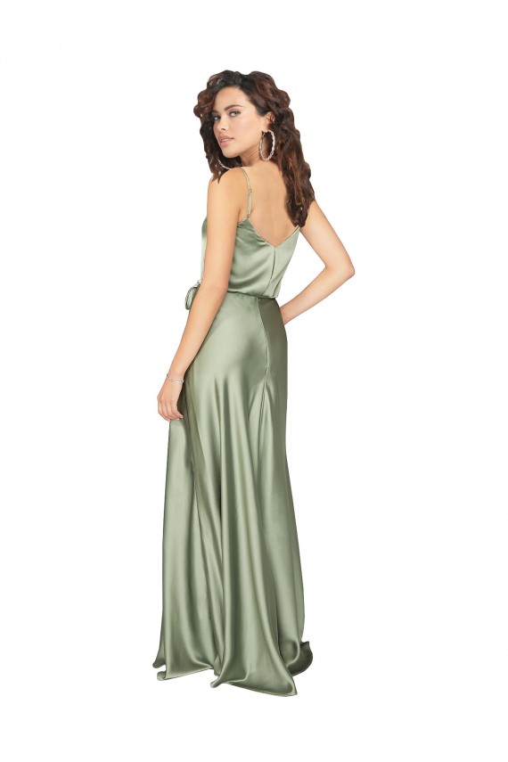Shop Formal Silky Satin Bridesmaid Dress with Tied Waist
