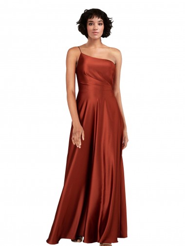 Shop Sophisticated One Shoulder Formal Silky Satin Bridesmaid Dress / Prom Dress with Full Skirt