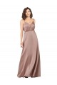 Shop Subtle V-Neckline Formal Silky Satin Bridesmaid Dress with Front Button Detail