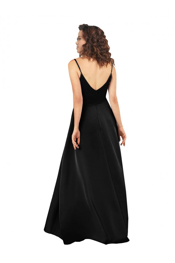 Shop High Low V-Neckline Formal Silky Satin Tulip Bridesmaid Dress / Prom Dress with Wrap Skirt