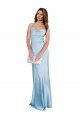 Shop Open Back with Ties Cowl Neck Sheath Formal Silky Satin Long Bridessmaid Dress