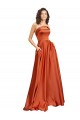 Shop Strapless Sweep Train Formal Silky Satin Bridesmaid Dress / Prom Dress with Pleats