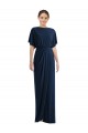 Shop Open Back Short Sleeves Draped Tulip Skirt Maxi Spandex Bridesmaid Dress / Prom Dress