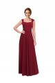 Shop Square Neck Subtle Cap Sleeeves Crepe Bridesmaid Dress / Prom Dress