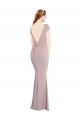 Shop Boat Neck Cap Sleeve Formal Crepe Bridesmaid Dress / Prom Dress with Plunging Tie Back