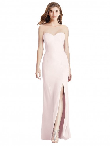 Shop Strapless Crepe Trumpet Bridesmaid Dress / Prom Dress with Front Slit