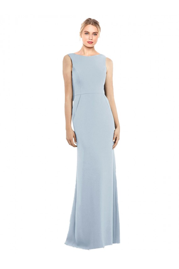 Shop Draped Backless Crepe Bridesmaid Dress / Prom Dress with Pockets
