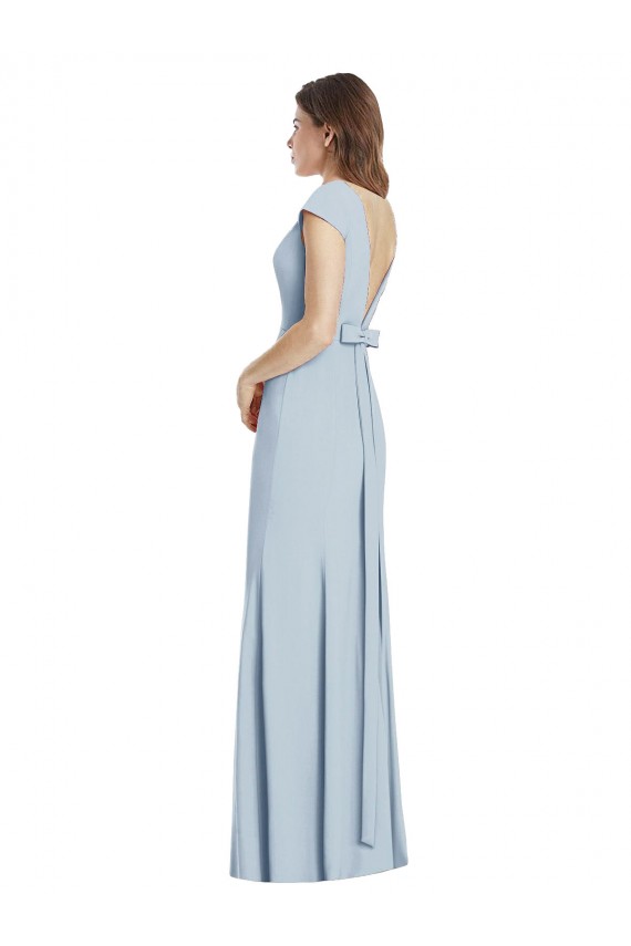 Shop Bateau Neck Cap Sleeves Open Back Trumpet Bridesmaid Dress / Prom Dress
