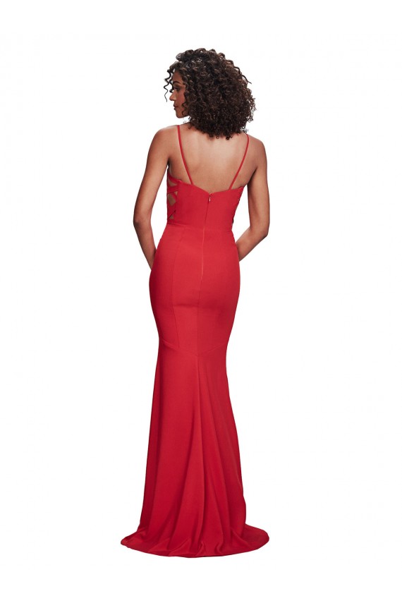 Shop Spaghetti Strap Slip Neckline Formal Crepe Bridesmaid Dress / Prom Dress