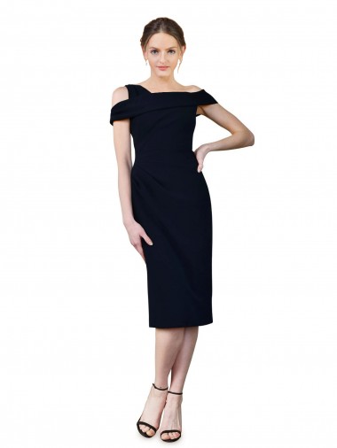 Shop Draped Cross Shoulder Stretch Formal Crepe Cocktail Dress / Homecoming Dress