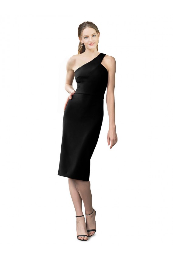 Shop One Shoulder Short Formal Crepe Cocktail Length Bridesmaid Dress / Prom Homecoming Dress