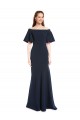 Shop Off the Shoulder Formal Crepe Bridesmaid Dress / Prom Dress with Short Ruffle Sleeves.
