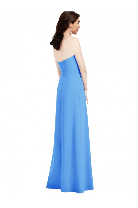Shop Strapless Pleated Skirt Crepe Bridesmaid Dress / Prom Dress with Pockets