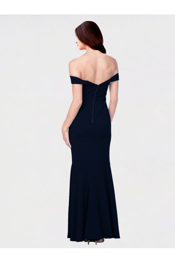 Shop Mermaid Off the Shoulder Long Formal Crepe Bridesmaid Dress / Prom Dress with Low Back