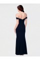 Shop Mermaid Off the Shoulder Long Formal Crepe Bridesmaid Dress / Prom Dress with Low Back