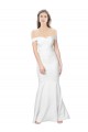 Shop Mermaid Off the Shoulder Long Formal Crepe Bridesmaid Dress / Prom Dress with Low Back