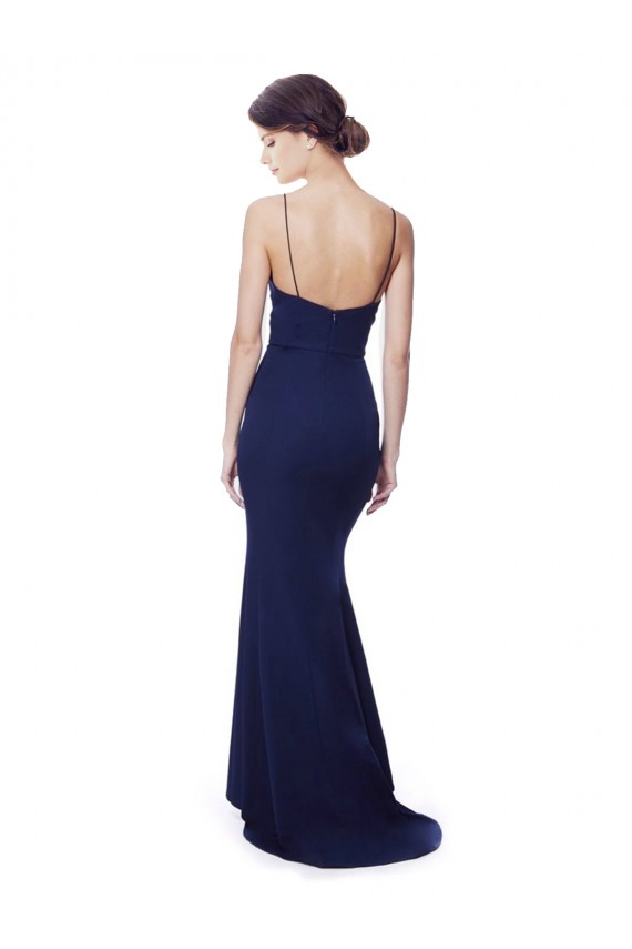 Shop Deep V-Neck Spaghetti Straps Mermaid Formal Crepe Bridesmaid Dress / Prom Dress
