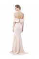 Shop Mermaid Bardot Maxi Formal Crepe Bridesmiad Dress with Fishtail Train