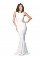 Shop High Neck Low V-Back Long Formal Crepe Bridesmaid Dress / Prom Dress