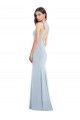 Shop Halter Bow Neck Open Back Soft Full Length Trumpet Bridesmaid Dress / Prom Dress