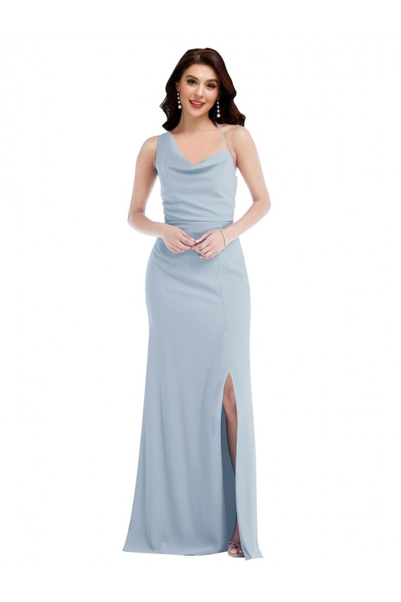 Shop One Shoulder Draped Cowl Neck Maxi Bridesmaid Dress / Prom Dress
