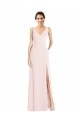 Shop Square Neck Low Back A-Line Bridesmaid Dress / Prom Dress with Front Slit and Pockets