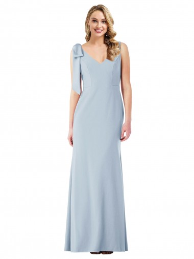 Shop V-Back Bow Shoulder Trumpet Bridesmaid Dress / Prom Dress