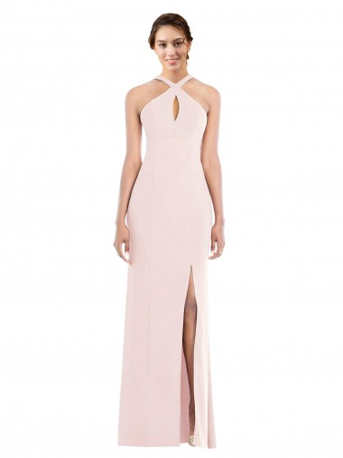Shop Criss Cross Halter Princess Line Trumpet Formal Crepe Bridesmaid Dress / Prom Dress
