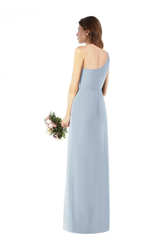 Shop One Shoulder Crepe Trumpet Bridesmaid Dress / Prom Dress with Front Slit