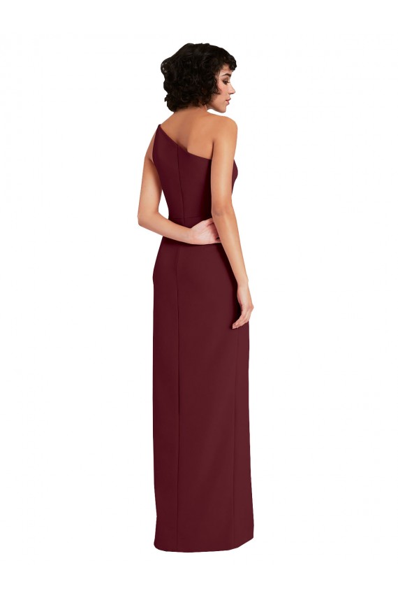 Shop Sleek One Shoulder Long Formal Crepe Bridesmaid Dress / Prom Dress with Daring Slit