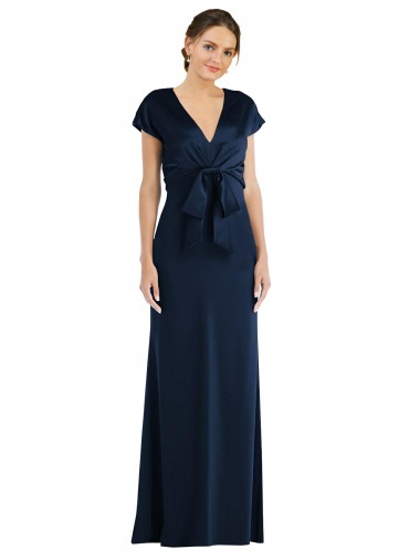 Shop Soft Bow Blouson Bodice Trumpet Formal Crepe Bridesmaid Dress / Prom Dress