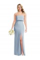 Shop Strapless Overlay Bodice Crepe Maxi Bridesmaid Dress / Prom Dress with Front Slit
