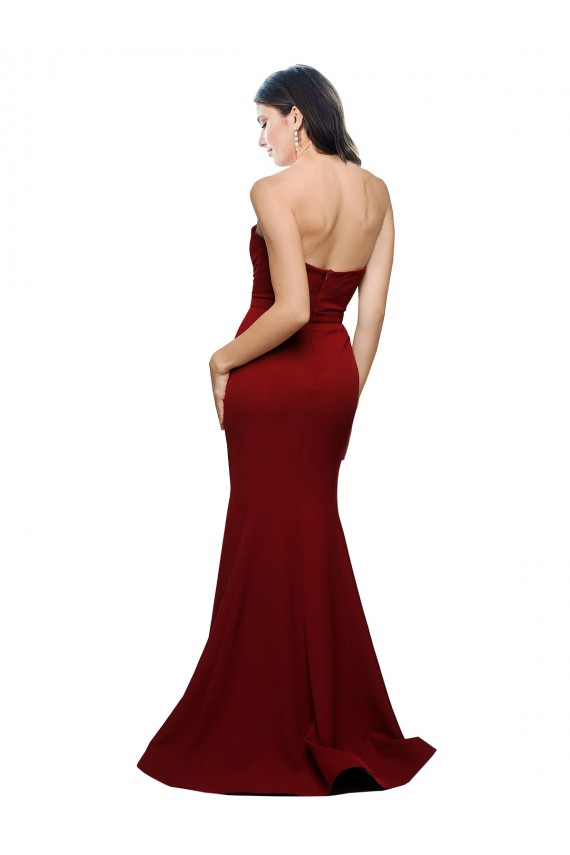 Shop Long Full Length Sweetheart Slim Formal Crepe Bridesmaid Dress / Prom Dress with Strapless Bodice