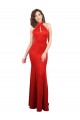 Shop Halter Neck keyhole Front Back Long Formal Stretch Satin Bridesmaid Dress / Prom Dress