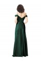 Shop Off the Shoulder Sleeves Long Formal Stretch Satin Bridesmaid Dress / Prom Dress with Pleated Draped Neckline