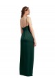Shop Sleek Straight Neckline Long Wrap Formal Stretch Satin Bridesmaid Dress / Prom Dress with Angled Pleats