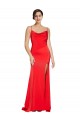 Shop Low Back Cowl Neck Formal Stretch Satin Bridesmaid Dress / Prom Dress with High Side Slit