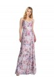 Shop Draped Cowl Neck Long Printed Formal Stretch Satin Bridesmaid Dress
