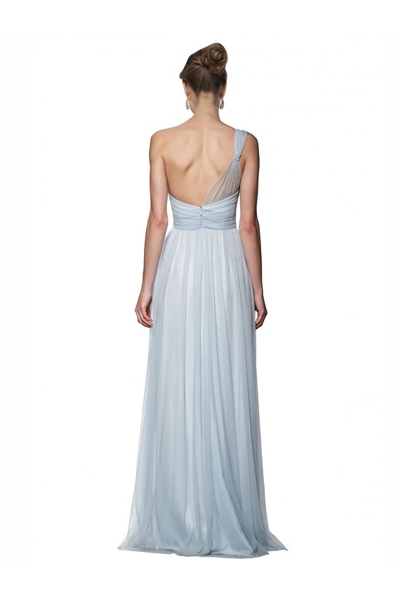 Shop One Shoulder Illusion Tulle Bridesmaid Dress with Knot Detail