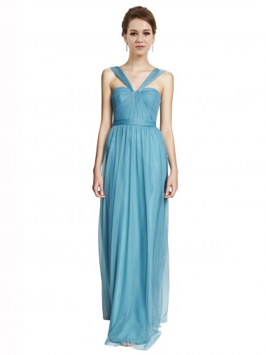 Shop Floor Length Inverted V-Neck Tulle Bridesmaids Dress
