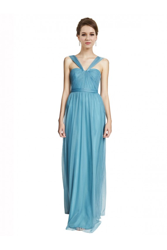 Shop Floor Length Inverted V-Neck Tulle Bridesmaids Dress
