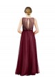 Shop Sleeveless Boat Neck Long Pearl Tulle Bridesmaid Dress with Keyhole Back