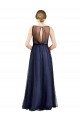Shop Sleeveless Boat Neck Long Pearl Tulle Bridesmaid Dress with Keyhole Back