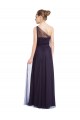 Shop Ruched Long Soft Tulle Bridesmaid Dress with Sheer Netting Shoulder Strap